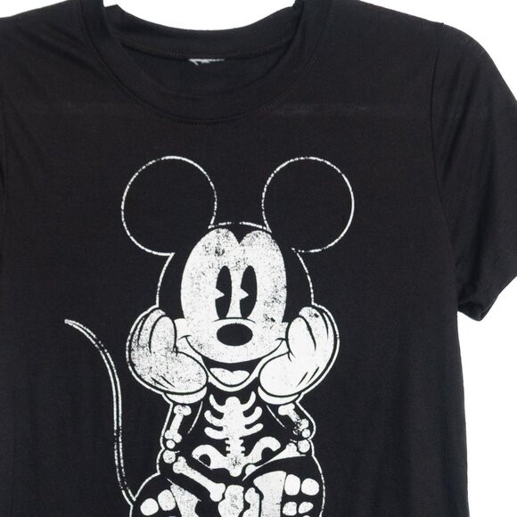 Disney Mickey Mouse Size L Skeleton Graphic Black Tee Soft Lightweight Unisex - Picture 3 of 8